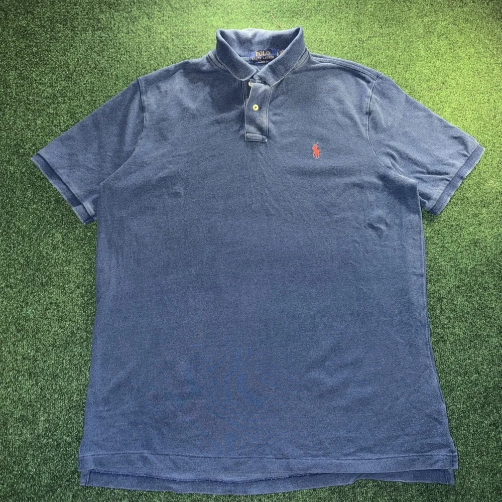 Polo Ralph Lauren Blue Polo Shirt Men's Large Orange Horse